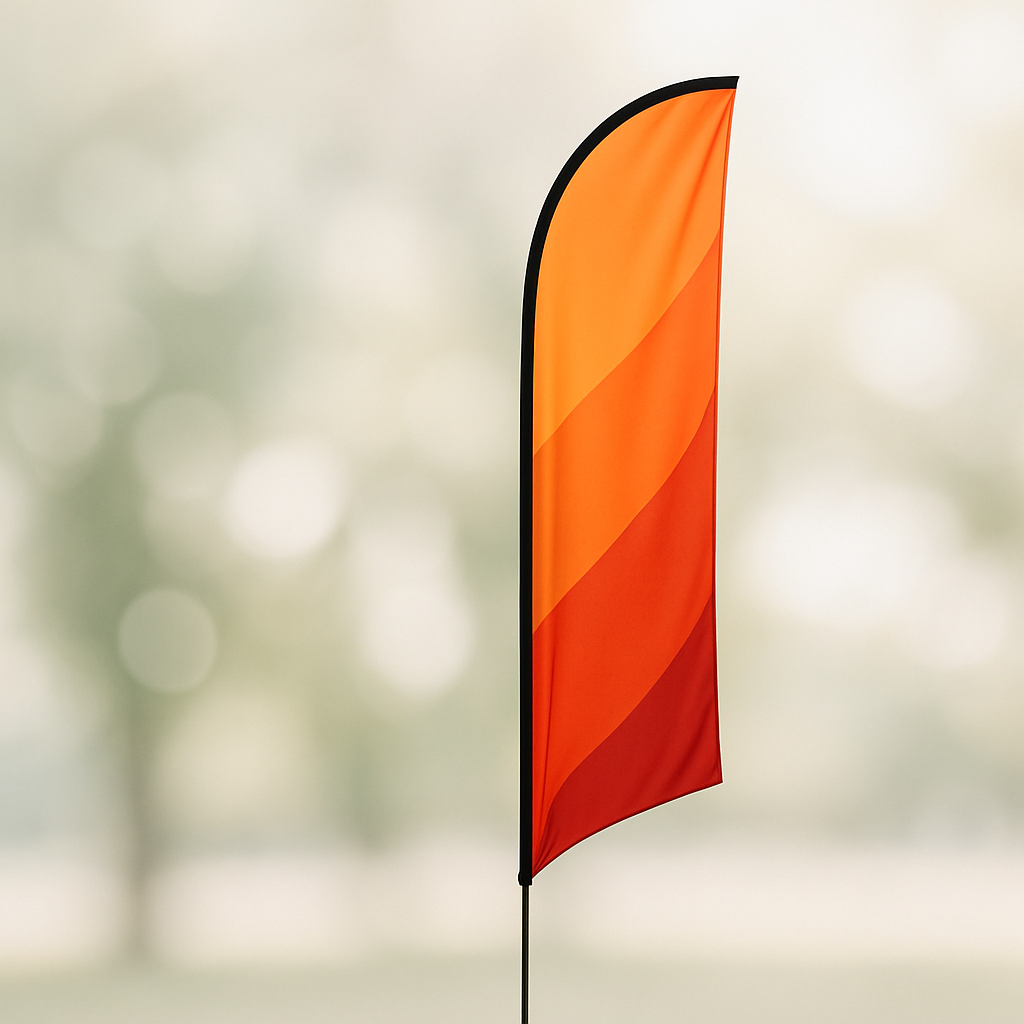 Dominez votre espace avec un drapeau oriflamme dynamique et accrocheur